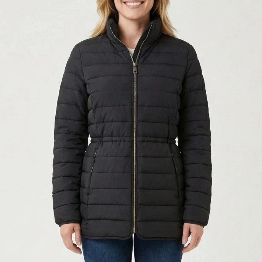 NWT Nautica Women's XL Black Puffer Jacket Polyester Water Resistant